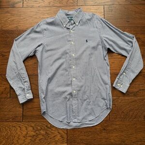 Ralph Lauren Men’s Size 15 1/2 Classic Fit Blue/White Gingham Button-Down Shirt